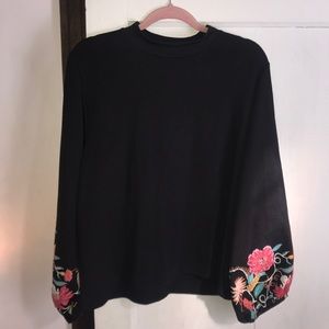 Zara sweater floral print sleeve